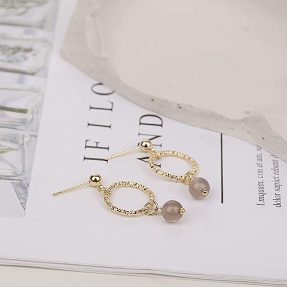 Ring Bead Drop Dangle Earrings - Picture 3 of 4